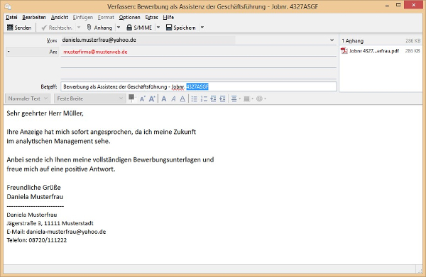 Bild Online Bewerbung: E-Mail